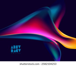 Colorful 3D liquid circle. Abstract geometric shapes on dark background. Vector design elements.