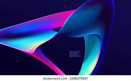 Colorful 3D liquid circle. Abstract geometric shapes on dark background. Vector design elements.