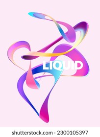 Colorful 3D liquid lines. Abstract geometric shapes on lignt background. Vector design elements.