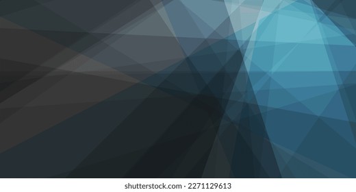 Colorful 3D Modern Style Triangle Shaped Translucent Overlaying Planes, Geometric Shapes Pattern, Broken Glass Effect - Abstract Futuristic Vector Background, Black and Blue Texture Design Template