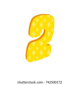 Colorful 3d number 2 made of snowflakes.Stylish vector icon