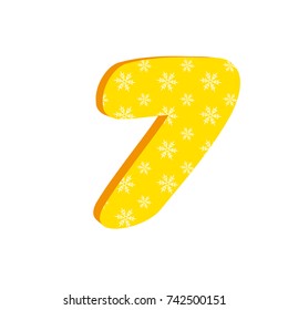 Colorful 3d number 7 made of snowflakes.Stylish vector icon