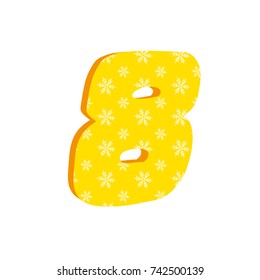Colorful 3d number 8 made of snowflakes.Stylish vector icon