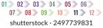 Colorful 3D number bullet point set from one to twelve. Vector illustration.