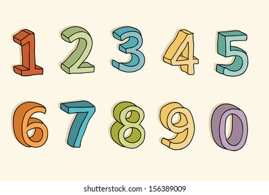 Colorful 3D numbers from 0 to 9