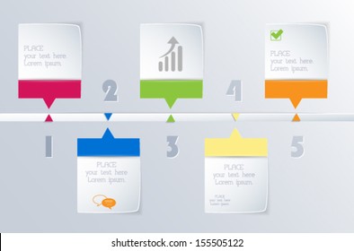 Colorful 3d paper design timeline. Can be used for infographics. Numbered banners. Vector eps10.