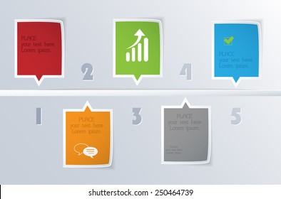 Colorful 3d paper design timeline. Can be used for infographics. Numbered banners. Vector eps10.