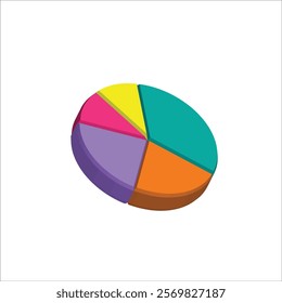 Colorful 3D Pie Chart Illustration Representing Data Analysis and Statistics. ideal for presentations, analytics, and statistical insights suitable for business and educational purposes.