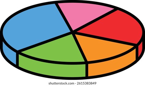 Colorful 3D Pie Chart Representing Data Distribution and Statistics