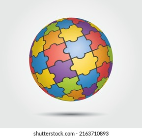 Colorful 3D puzzle ball. Vector illustration.