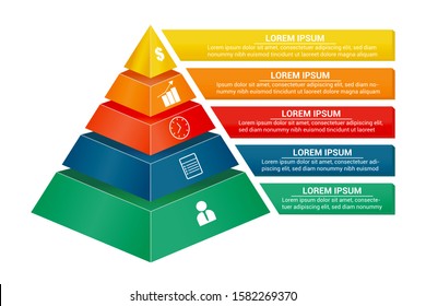 Colorful 3D pyramid, infographic concept. Template for business, banners, brochures, education, web design, flyers, diagram, workflow, timeline. Vector illustration