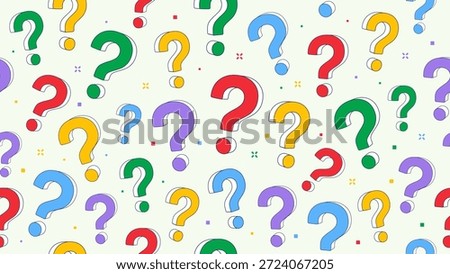 Colorful 3d question marks seamless pattern background. Vibrant educational background