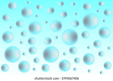 Coloridas burbujas de jabón realistas en 3d. El agua aguamarina escarpada cae sobre una ilustración vectorial de día lluvioso. 