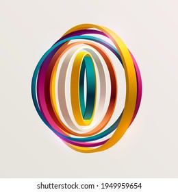 Colorful 3D rings on white background. Abstract geometric illustration.