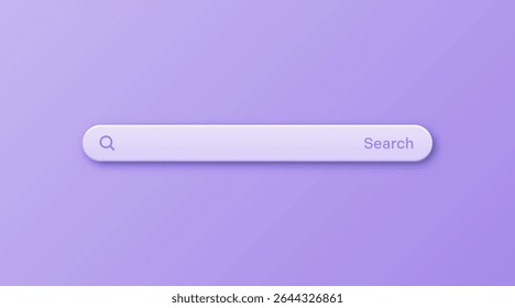 Colorful 3d search bar template. Internet browser engine with search box, address bar and text field. UI design, website interface element with web icons and push button. Vector illustration