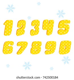 Colorful 3d set number made of snowflakes.Stylish vector icon