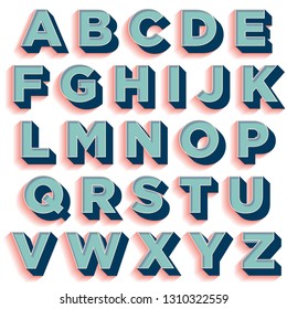 Colorful 3d shadow typography font design