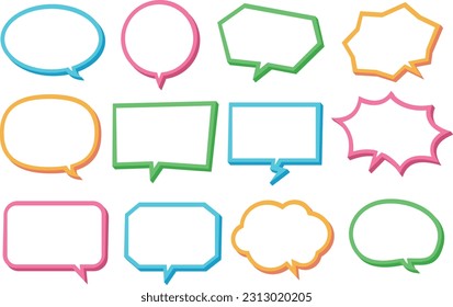 colorful 3d speech bubble set