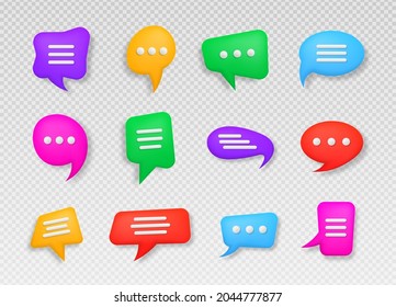 Colorful 3D speech bubble. Talk, dialogue, messenger or online support concept. Social network communication concept.