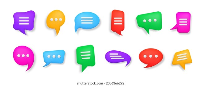 Colorful 3D speech bubble. Talk, dialogue, messenger or online support concept. Social network communication concept.