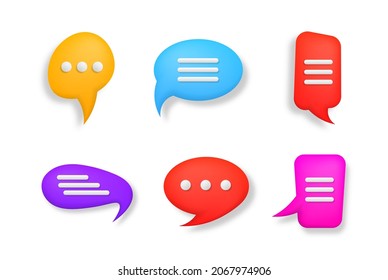 Colorful 3D speech bubble. Talk, dialogue, messenger or online support concept. Social network communication concept.