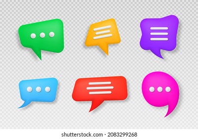 Colorful 3D speech bubble. Talk, dialogue, messenger or online support concept. Social network communication concept.