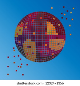 Colorful 3D sphere. Vector geometric ball for design banners, posters, business projects, covers, logos. Disco ball.