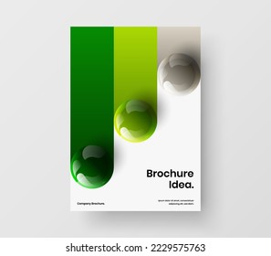 Colorful 3D spheres handbill concept. Unique postcard A4 design vector layout.