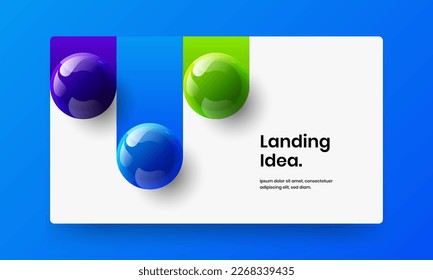 Colorful 3D spheres journal cover template. Original corporate brochure design vector concept.