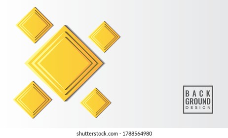 Ilustración de vectores de capas de papel cuadradas 3D coloridas. Plantilla de diseño de fondo abstracto. Tema del color amarillo, oro y gris. Estilo de diseño simple y limpio