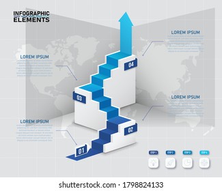 Colorful 3d Stair Infographic Elements Design With 4 Options,Steps Or Processes And Marketing Can Be Used For Workflow Layout And Presentation.