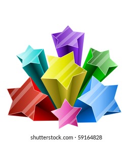 Colorful 3D Star Burst With White Copy Space.