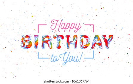 Colorful 3d text birthday