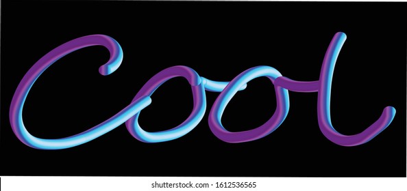 Colorful 3D text Cool against black background, Vector  