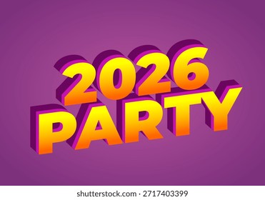 Diseño colorido del texto 3D que presenta el año 2026 y la fiesta de la palabra, fijado contra un fondo púrpura