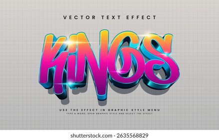 A colorful 3D text effect design. Editable vector file, perfect for logos or posters.