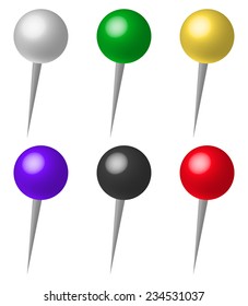 Colorful 3d thumbtacks or push pins