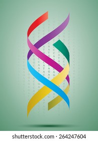 Colorful 3D triple helix logo which resembles to a DNA string 