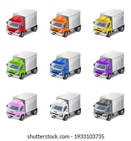 Colorful 3D trucks. Vector Illustration.