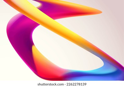 Colorful 3D twisted lines. Abstract geometric shapes on white background. Vector design elements.