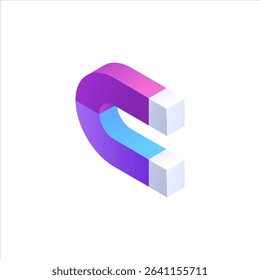 colorful 3d u shaped magnet vector illustration.eps
