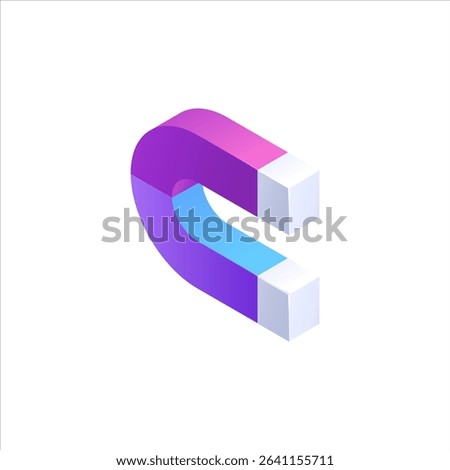 colorful 3d u shaped magnet vector illustration.eps