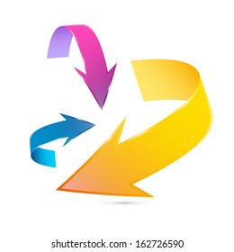 Colorful 3d Vector Arrows Isolated on White Background 
