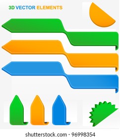 colorful 3d vector corners, tags, banners