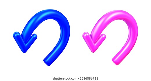Setas curvas coloridas de vetor 3D indicando uma mudança de direção.