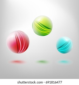 Colorful 3d vector paper cutout balls. Abstract background