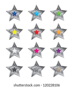 Colorful 3-D Vector Stars
