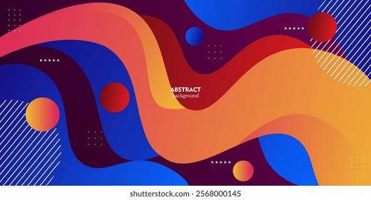 Colorful 3D wave shapes on dark purple background. Simple blue and orange gradient texture background design. Vector Eps 10