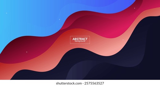 Colorful 3D wave shapes on dark background. Simple blue and pink gradient texture background design. Vector Eps 10