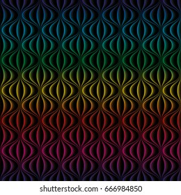 Colorful 3D Wavy lines seamless background. Multicolor seamless vector pattern for your design.